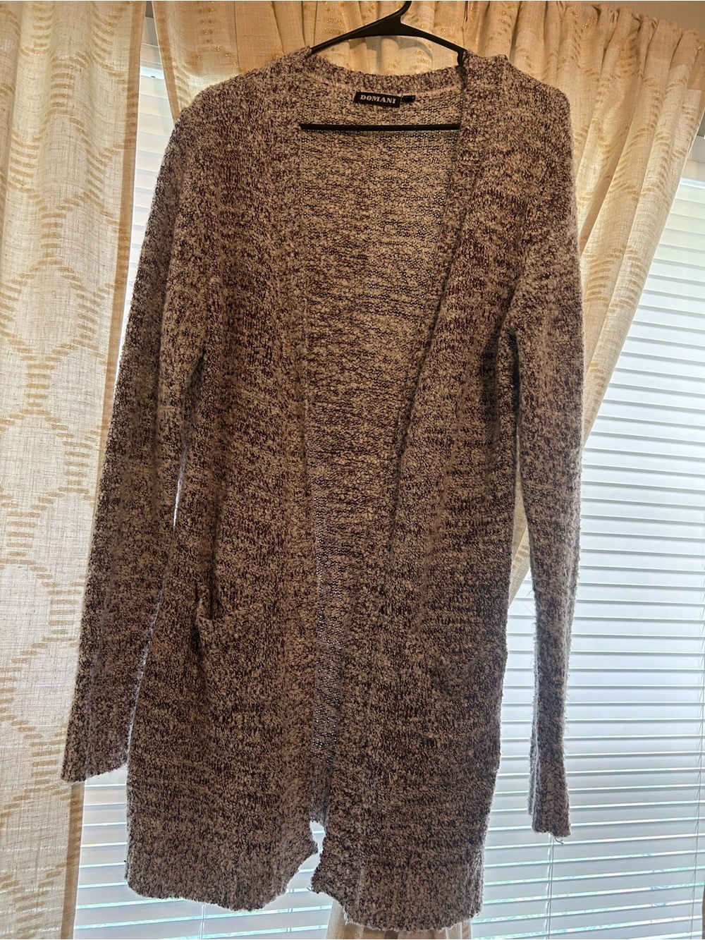 Domani Open-Front Marled Gray Cardigan
